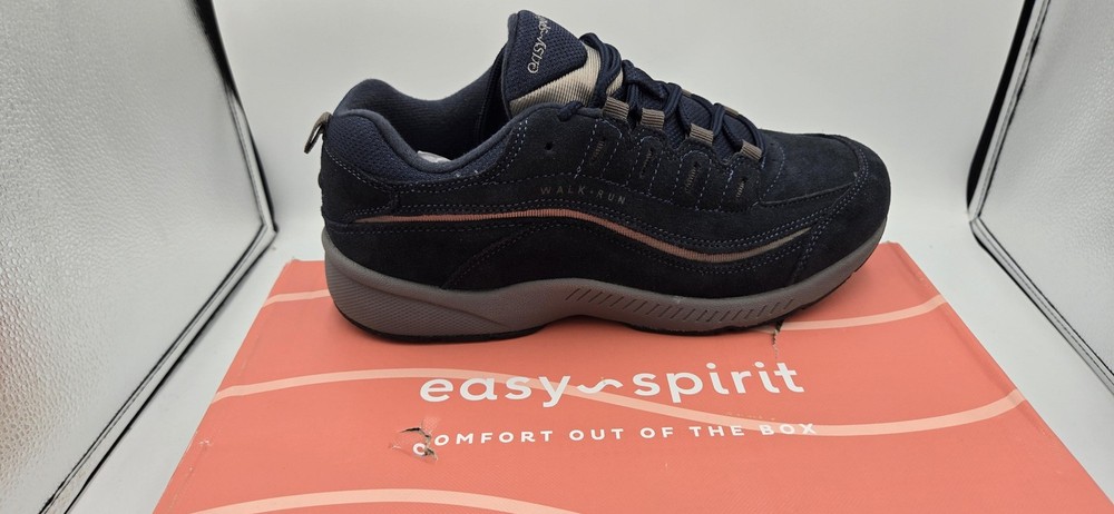 Easy Spirit Romy Shoes Womens Size 8.5 W Blue Suede Lace Up Comfort Walking