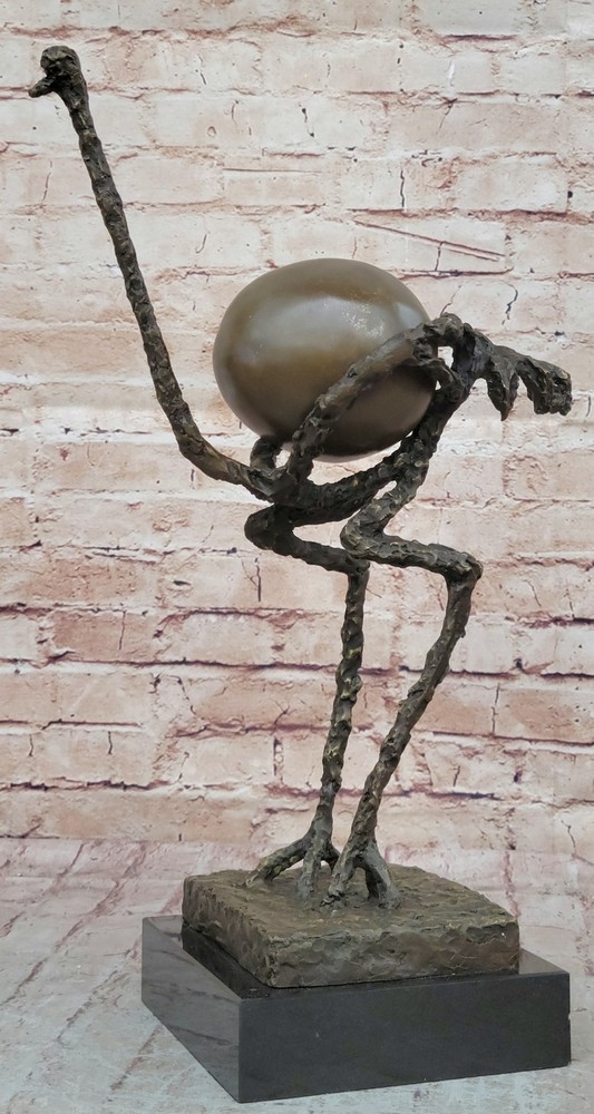 Abstract Picasso Ostrich Bird Art Sculpture on Marble Base-image