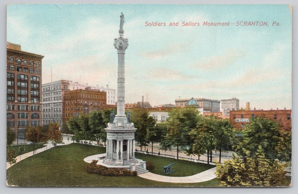 Soldiers And Sailors Monument Scranton Pennsylvania PA Postcard