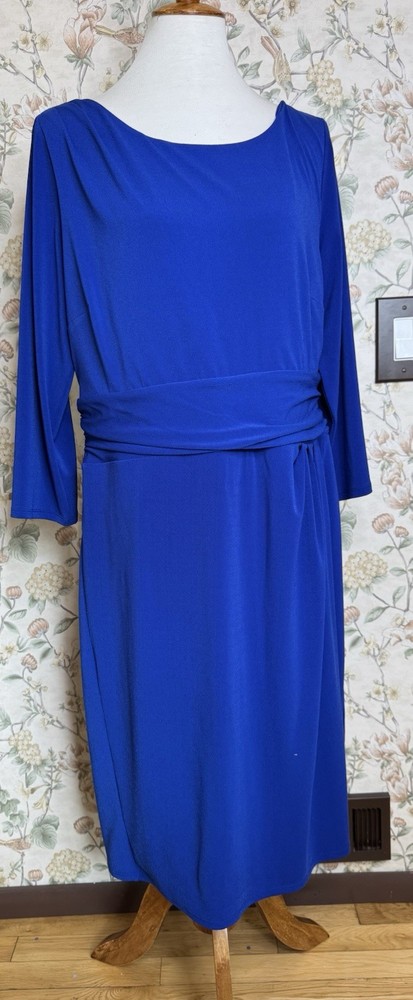 NWT Ann Taylor Dress Size 18 Tall Cobalt Blue Business Career Office 3/4 Sleeve