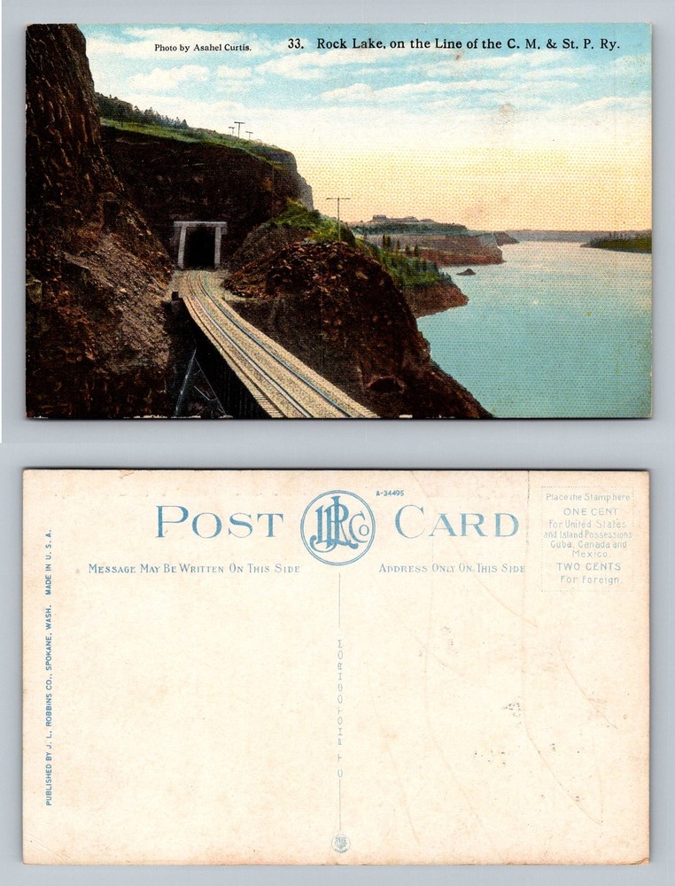 Rock Lake, WA-Washington, C. M. & St. P. Railway Line & Tunnel Vintage Postcard