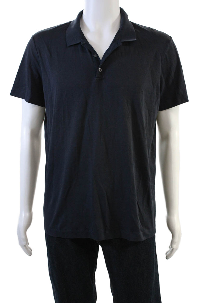 Theory Mens Short Sleeve Collared Knit Polo Shirt Navy Cotton Size Extra LargeFree Shipping in US $100+ Orders | $6.95 Orders Below