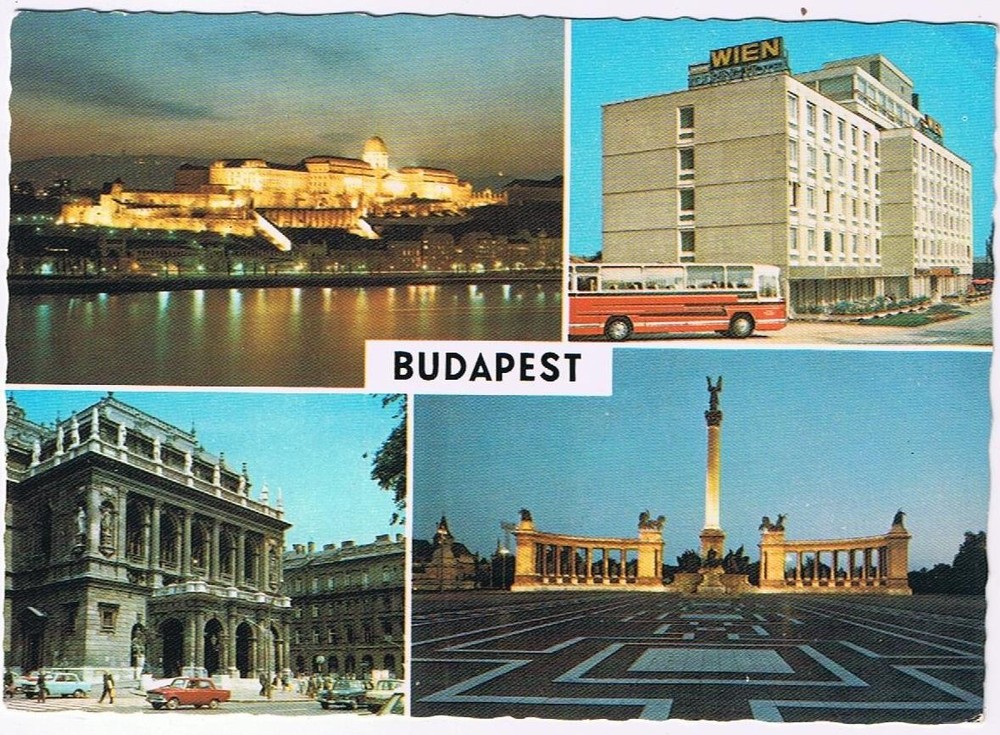 Hungary Postcard Budapest Multi View Night