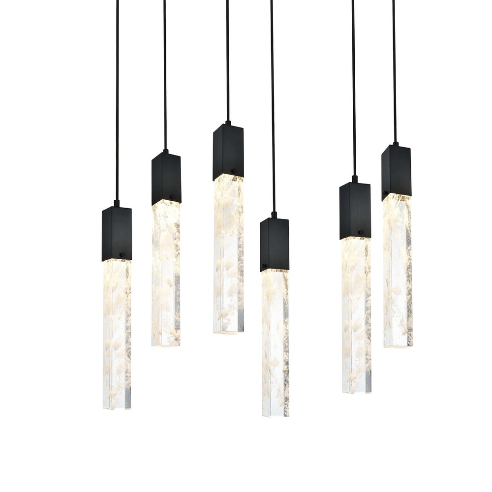 Elegant Black Aurora 32W Crystal Linear Pendant Light 2088D32