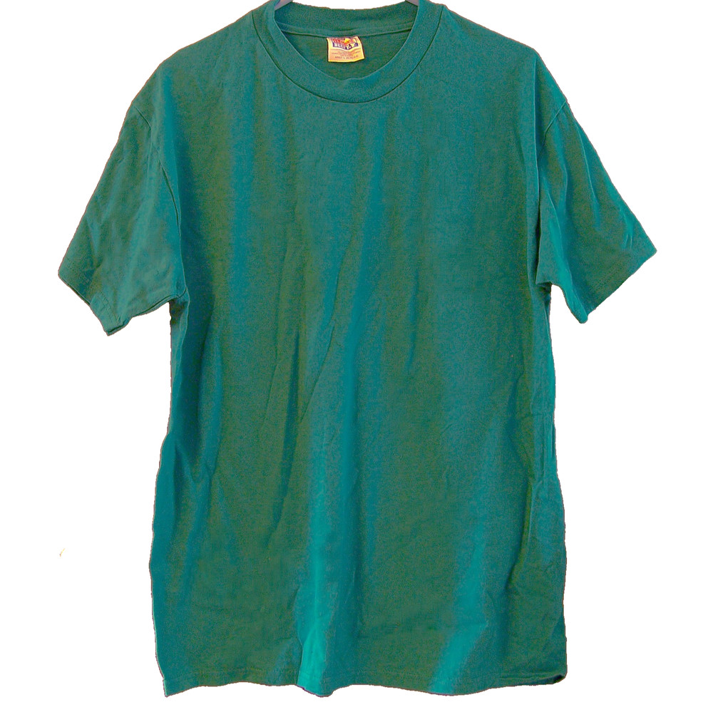 Men's Hane's Size Large Crew Neck T-Shirt Short Sleeve Jade Green Cotton USA