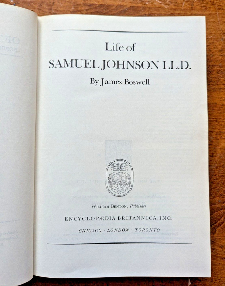 Life of Ssamuel Johnson LL.D. by James Boswell, Great Books of the Western World