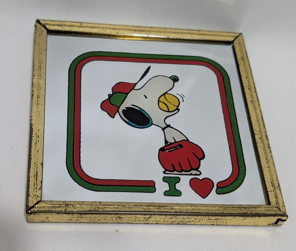 Vintage Snoopy Baseball Mirror Wall Art