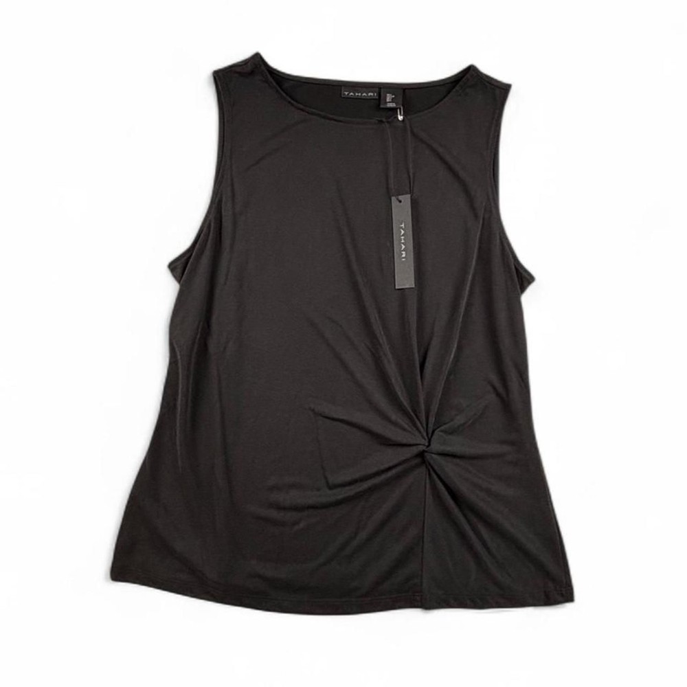 Tahari Black Twist Front Sleeveless Blouse Tank Top NWT Women’s Size Large