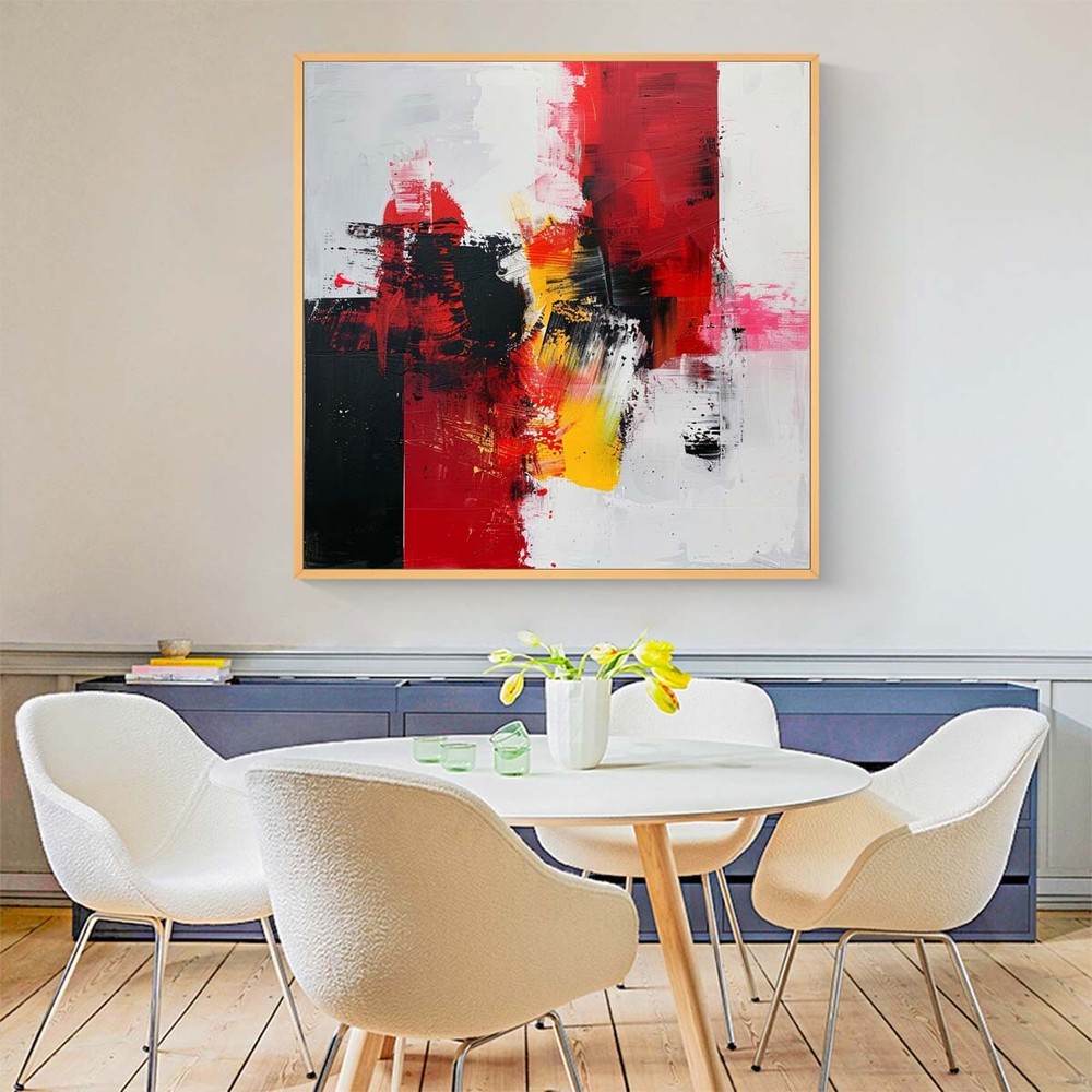 Hand Painted Abstract Oil Painting On Canvas Modern Abstract Red Wall Art