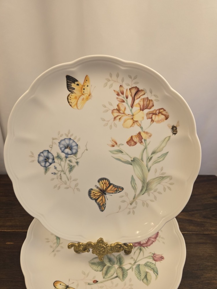 Set Of 6 Lenox Butterfly Meadow Floral Insects Porcelain 10-3/4