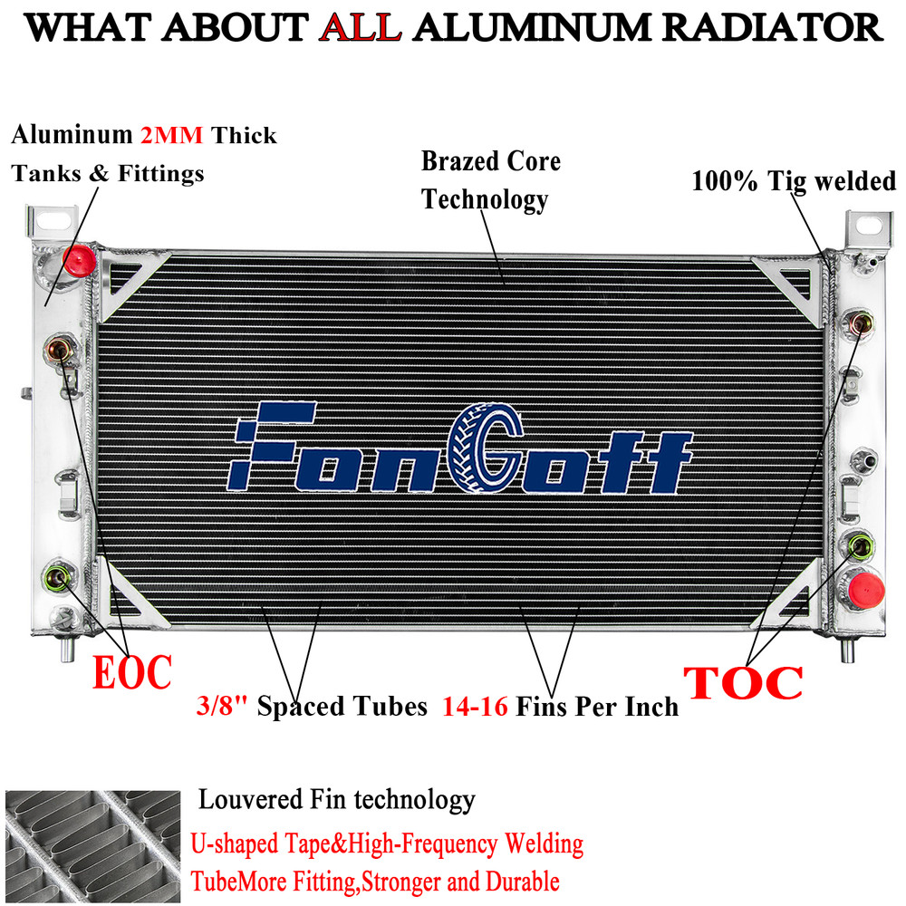 3 Row Aluminum Radiator For 01-02 Chevy Silverado GMC Sierra 2500 HD 3500 8.1L