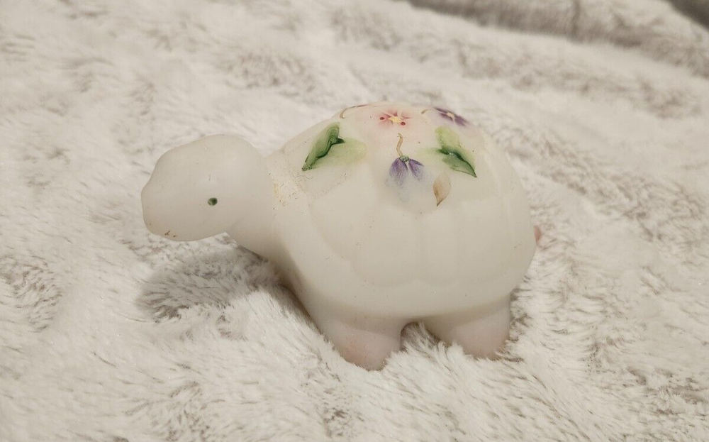 Fenton Glass White Turtle Hand Painted by CaHall