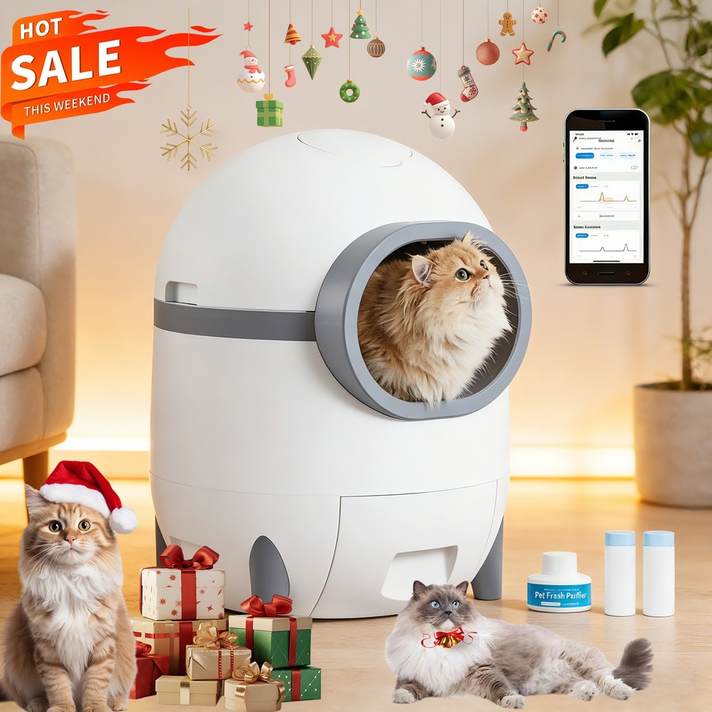 Smart Automatic Cat Litter Box, Equipped with App Control, Odor Removal, Gift,n
