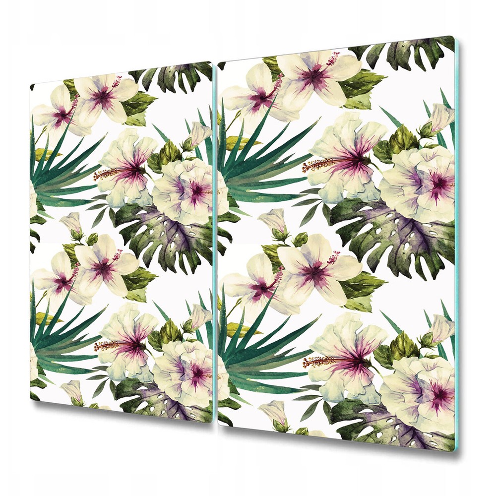 Glass Worktop Kitchen Chopping Board Hibiscus flower Tropical Watercolour art