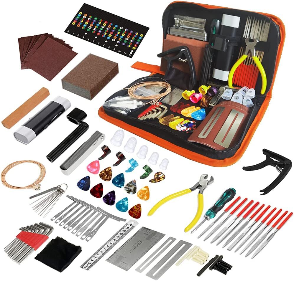 99PCS Guitar Tool Kit,Professional Guitar Repairing Maintenance Tool Kit with