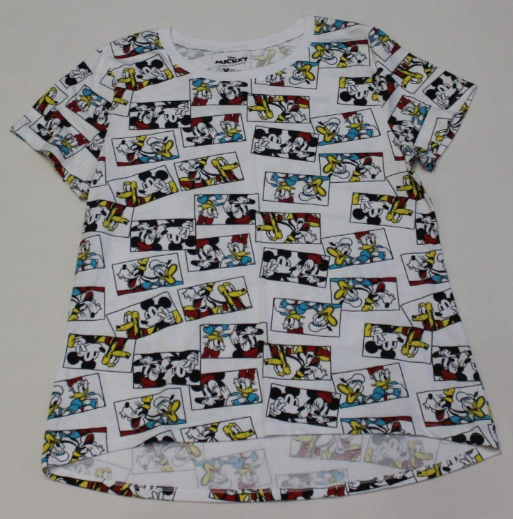Disney Mickey And Friends Women’s T-Shirt Size XXL White All Over Cartoon Print