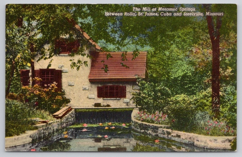 Meramec Springs Mill Missouri Vintage Postcard Curt Teich Scenic View