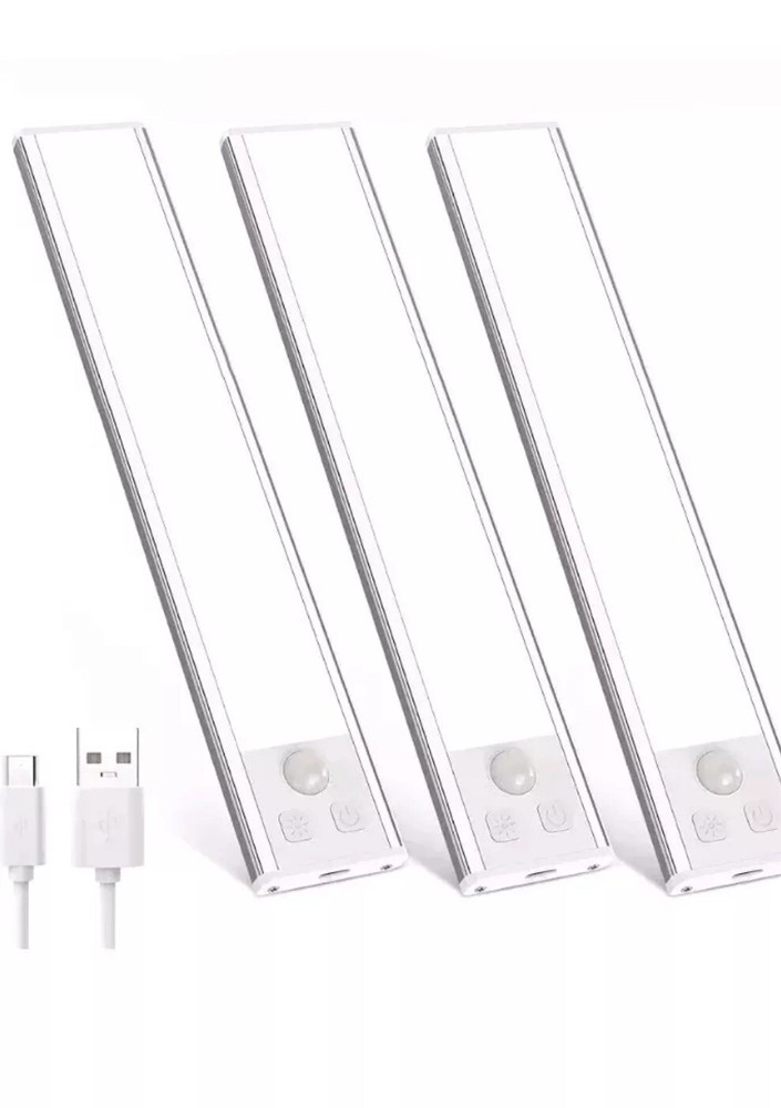 3 Pack Under Cabinet Lights, 32 LED Cold White Rechargeable Under Cabinet Lig...
