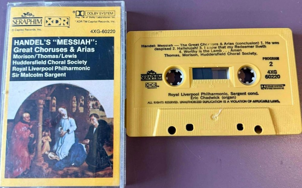 Handel: Messiah - The Great Choruses & Arias Cassette Tape VG+ C13