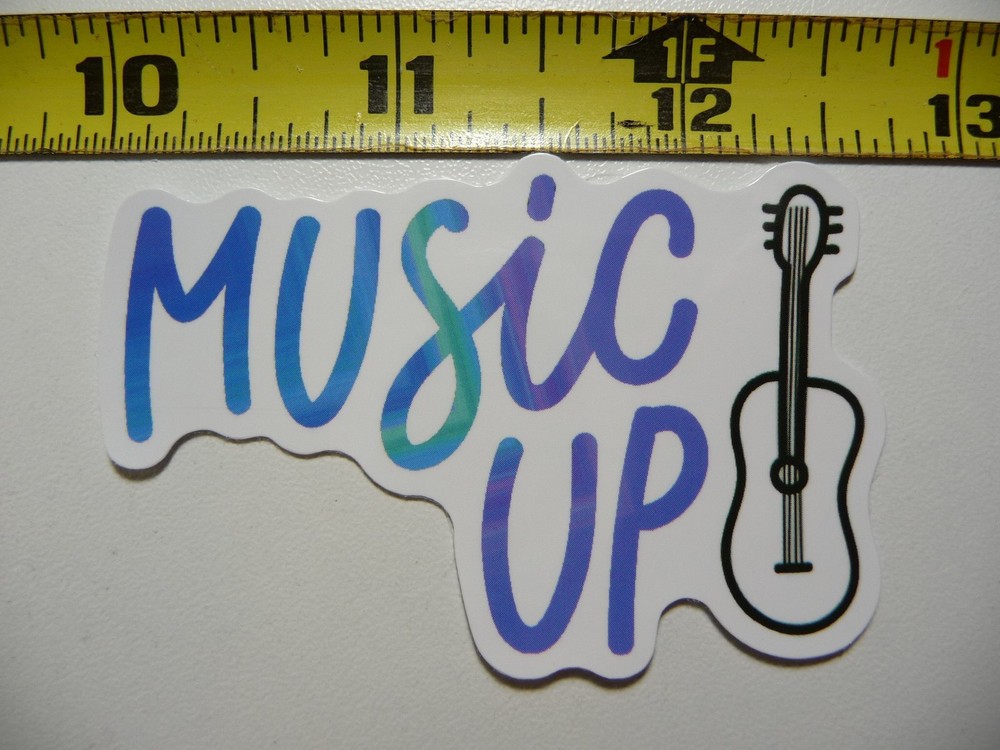 MUSIC UP GUITAR STICKER DECAL MUSICAL FAN CONCERT FUN SCRAPBOOKING
