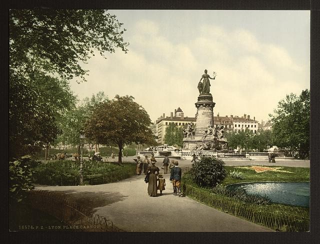 Photo:Place Carnot Lyons France 1890s Monument Statue Park Garden