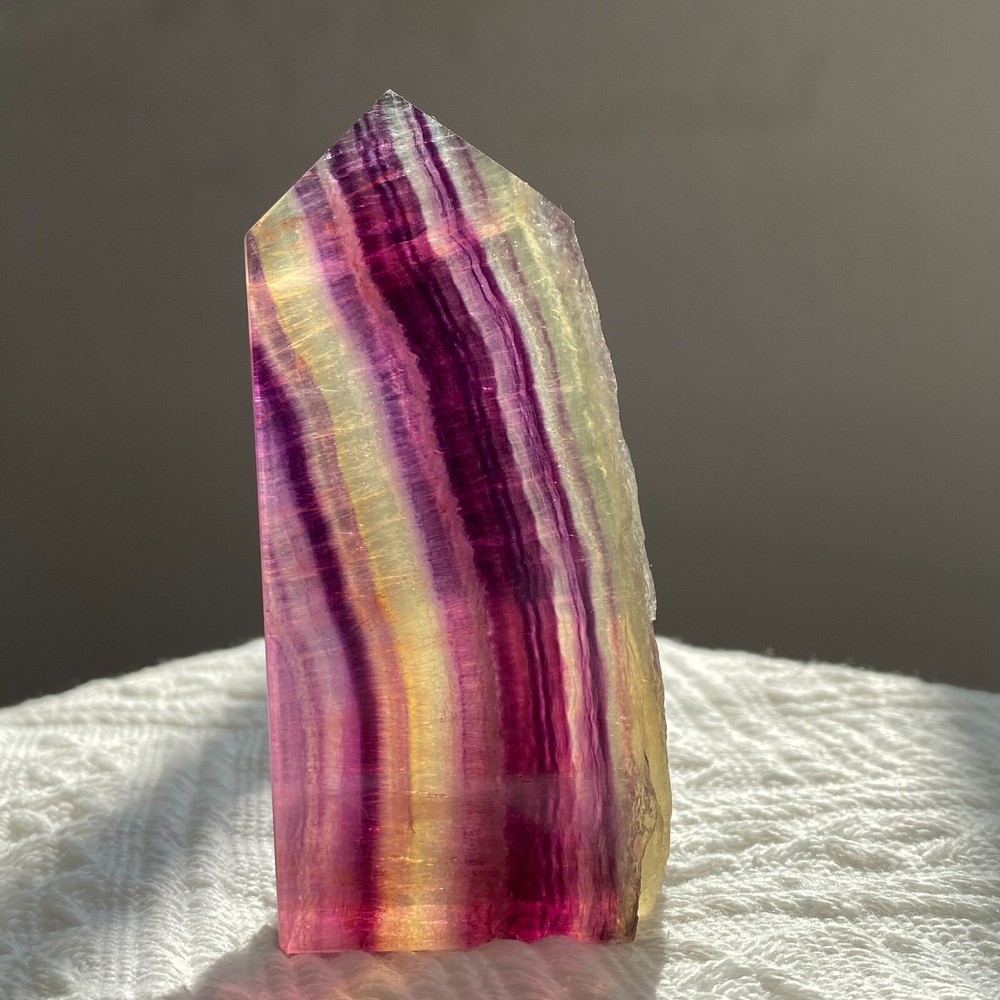 158g Natural Rainbow Fluorite Tower Crystal for Healing and Reiki Energy