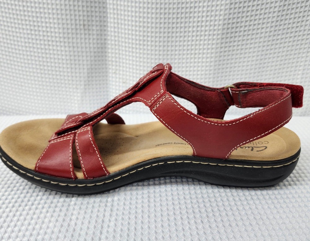 Women's Clarks Laurieann Kay Sandal  Red Leather Size 7.5