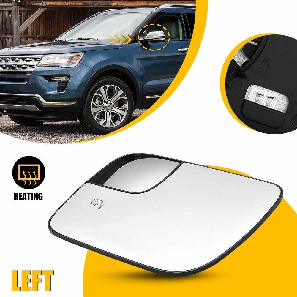 Heated Left Driver Side Mirror Glass for 2011-2019 FORD Explorer
