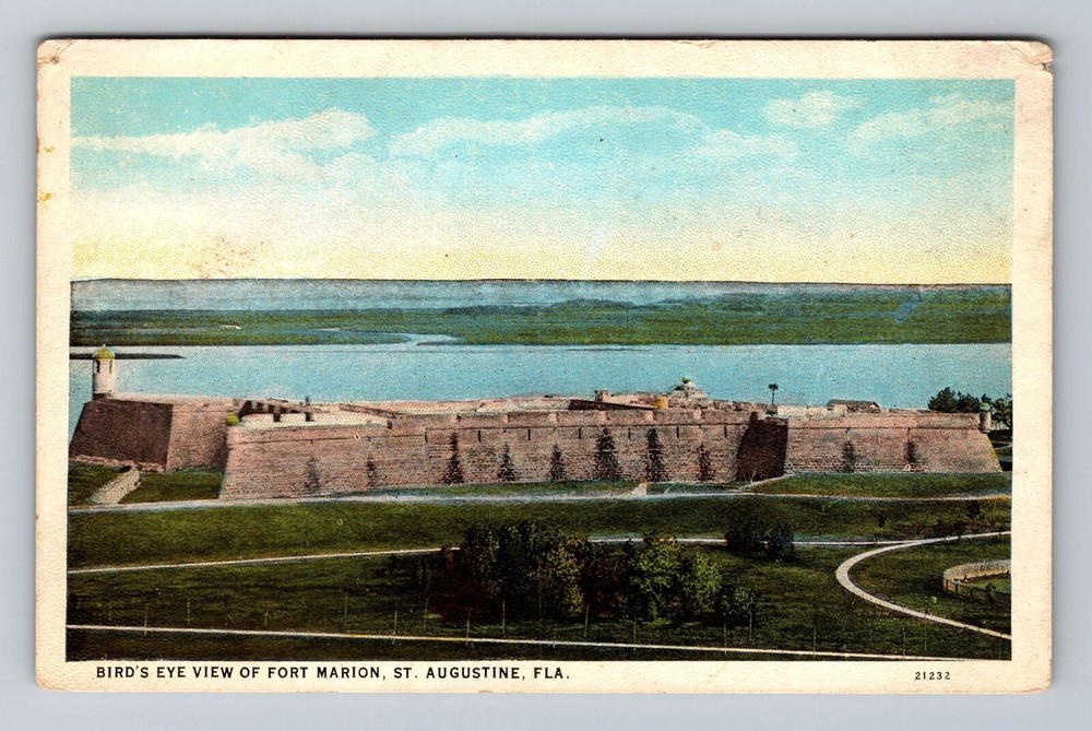 Florida FL St Augustine Birds Eye View Of Fort Marion Vintage Postcard