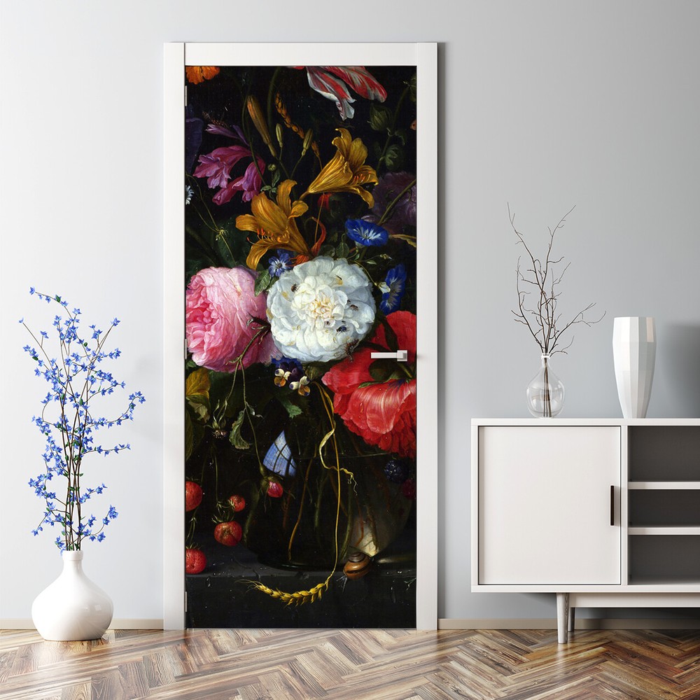 Decal Decor Dutch Floral Oil Painting Century Bubble Free Door sticker