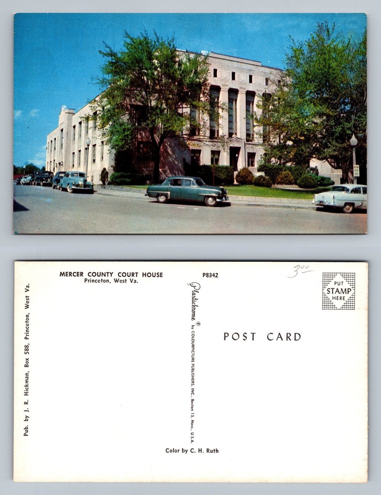 Princeton, WV-West Virginia, Mercer Courthouse Scene Vintage Postcard