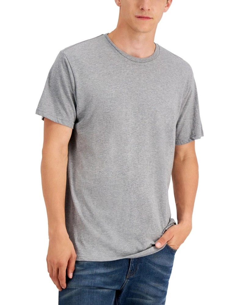 Alfani Men's Short Sleeve Crew Neck T-Shirt, Grey Heather,  S