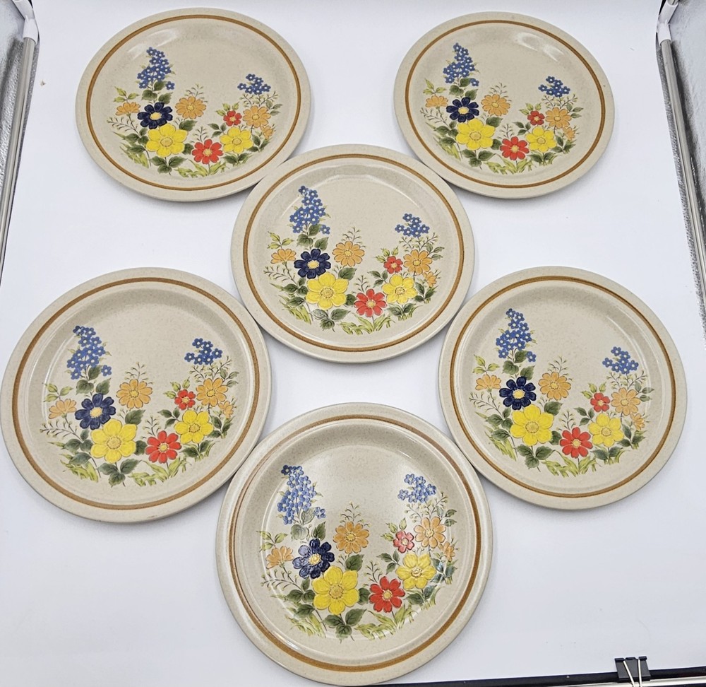 6 Vintage Mikasa Stoneware Dinner Plates Tropicana Pattern Made In Japan  #56565