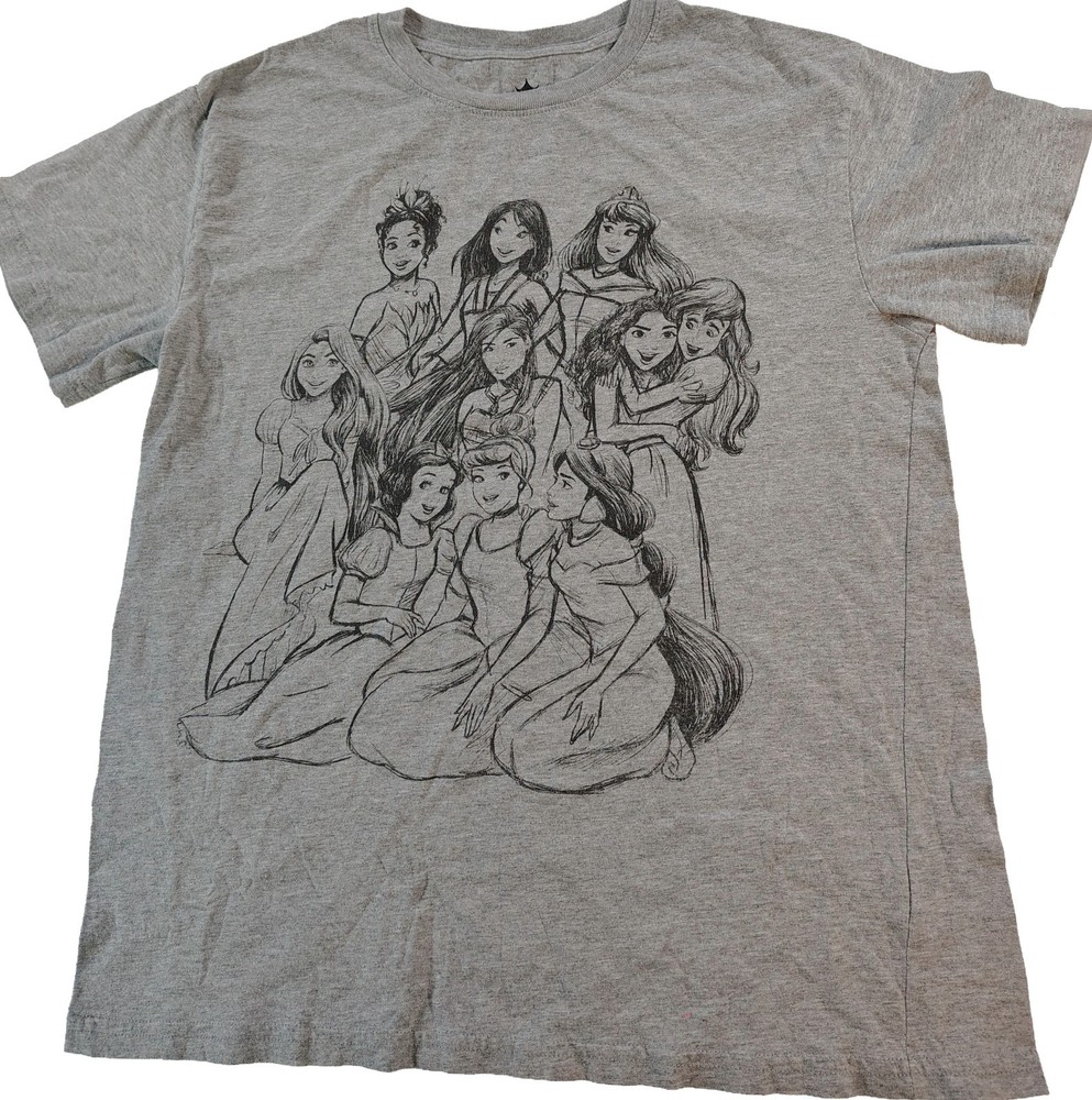 Women's Large Grey Short Sleeve DIsney Princesses Graphic T-Shirt
