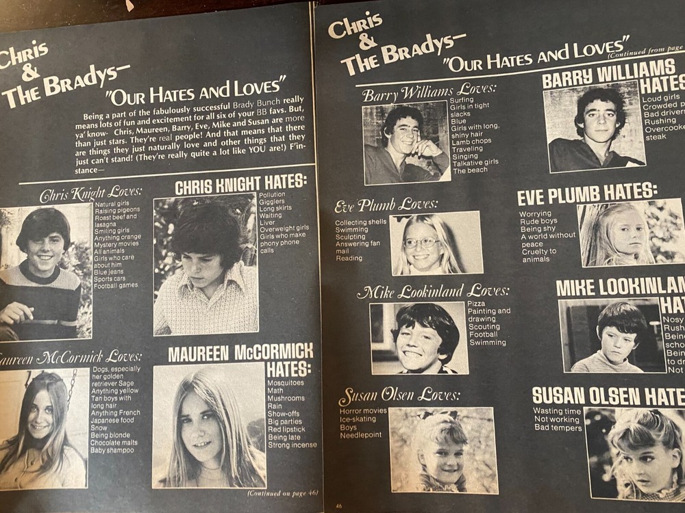 Brady Bunch Stars Maureen McCormick and Christopher Knight Vintage Article Clipping aa