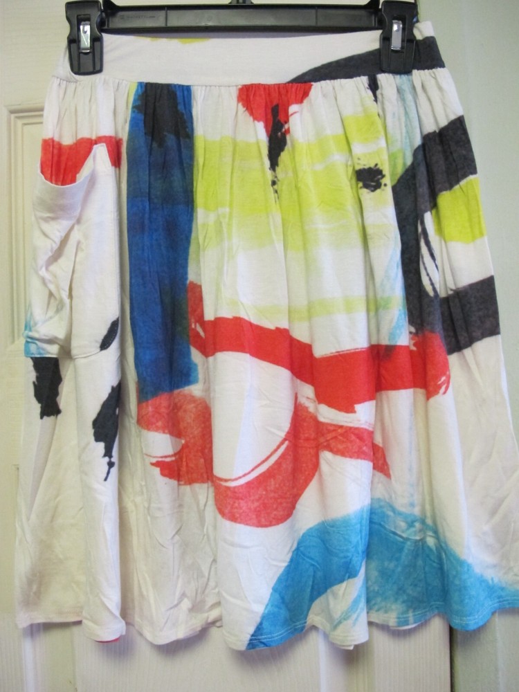 Envi Stretch Knit Abstract Print Pocket Mini Skirt Size XS-image