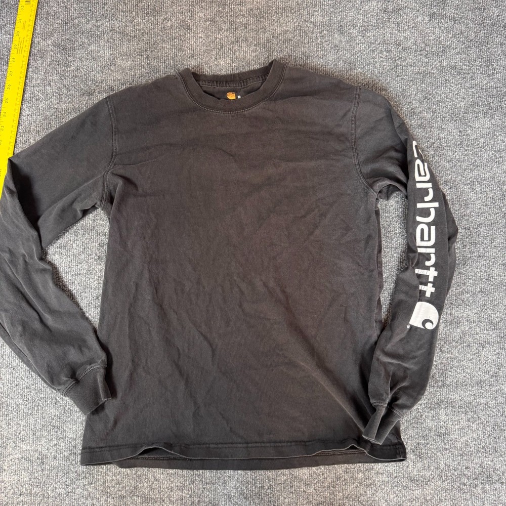 Carhartt Shirt Mens Medium M Relaxed Fit Long Sleeve Black Poly Cotton Blend