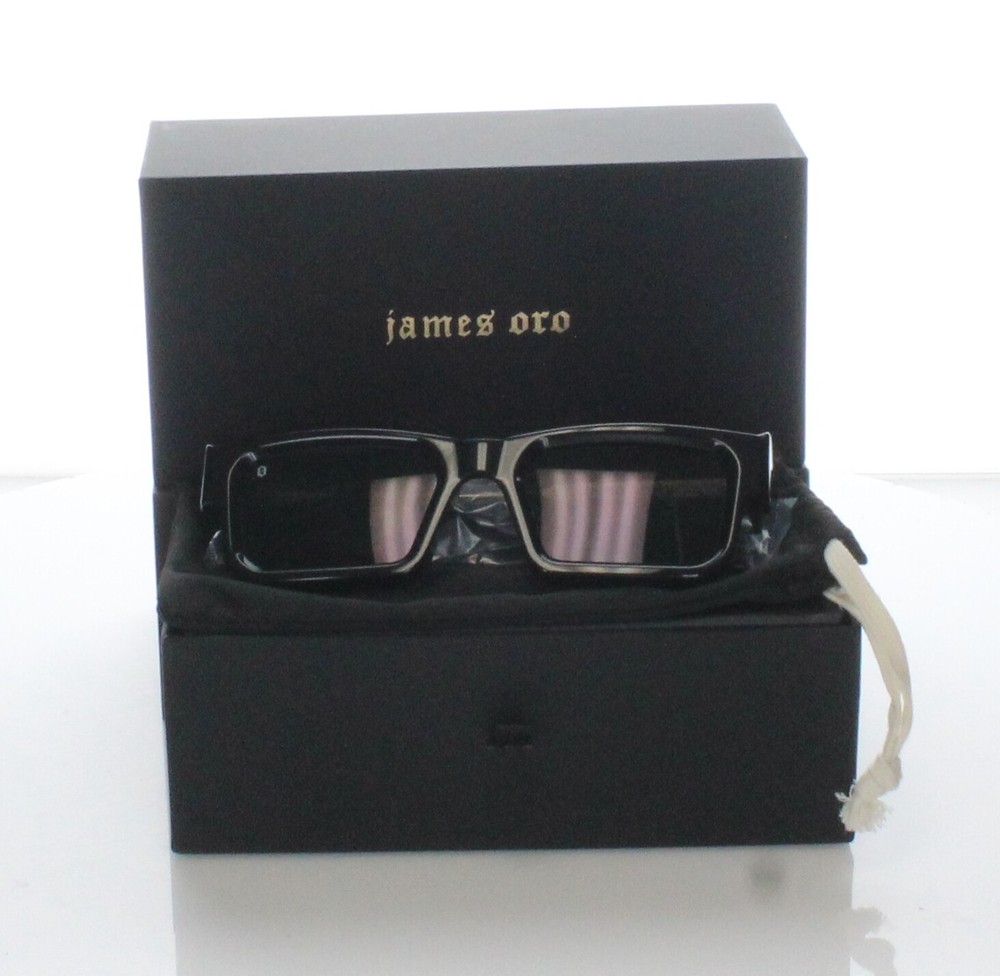1C8 NEW $ 165 Men & Women James Oro Titan Sunglasses In Black Tint/Black Frame
