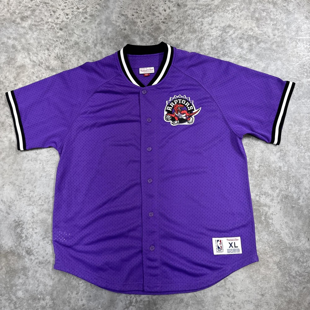 Toronto Raptors Shirt Mens XL Purple NBA Basketball Button Up Mesh Jersey