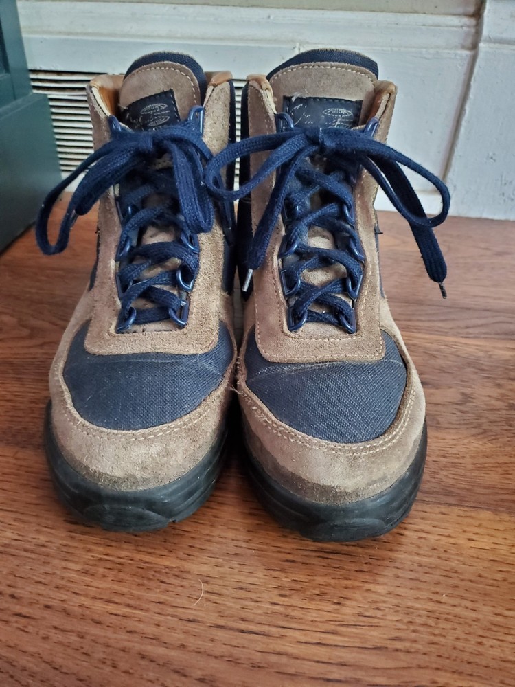 Vintage Vasque Hiking Boots Mens 8 Tan/Blue Gore-Tex Suede Leather