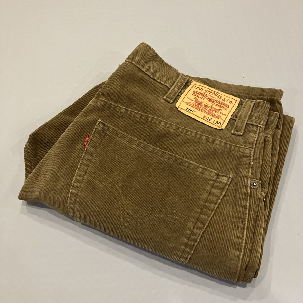 VTG Levis 559 Pants Men 38x30 Relaxed Straight Brown Corduroy Baggy Skate Y2K
