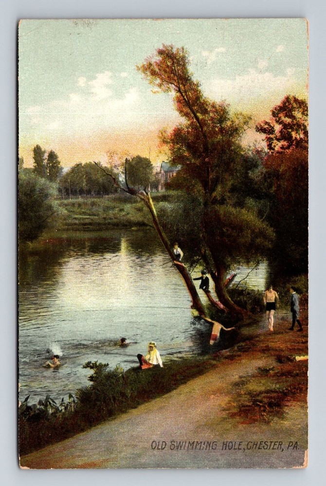 Chester PA-Pennsylvania, Scenic View Swimming Hole, Vintage c1909 Postcard