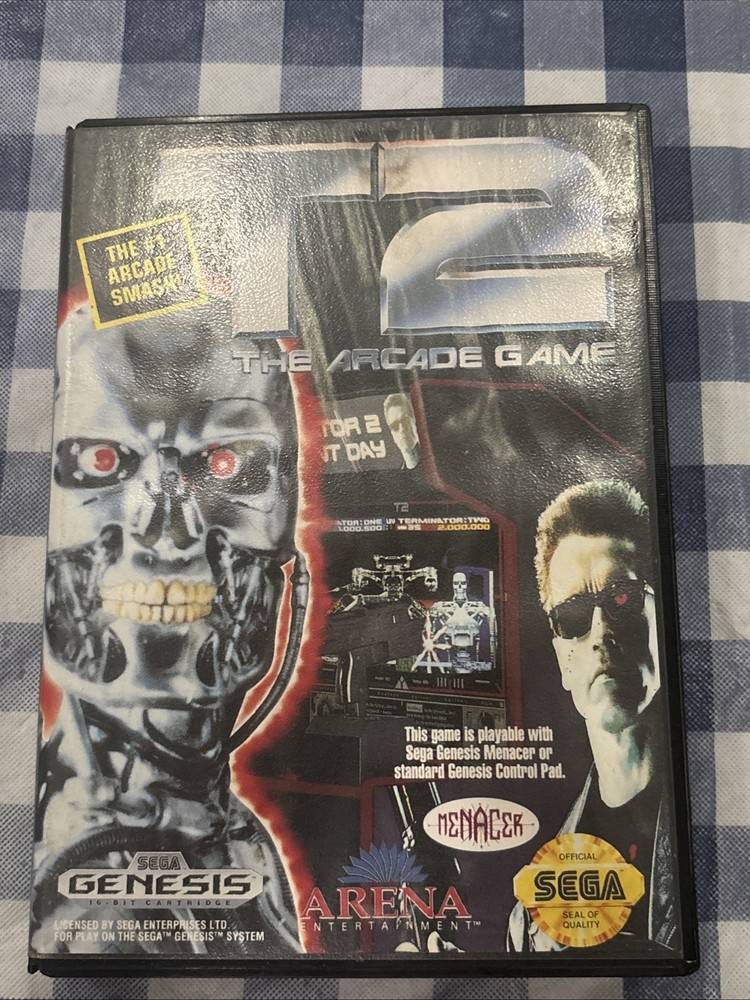 T2 The Arcade Game Sega Genesis 1992 Game Case Manual Tested
