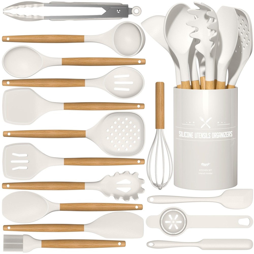 Silicone Cooking Kitchen Utensils Set, 16 Pcs Cooking Utensils Set with Holde...