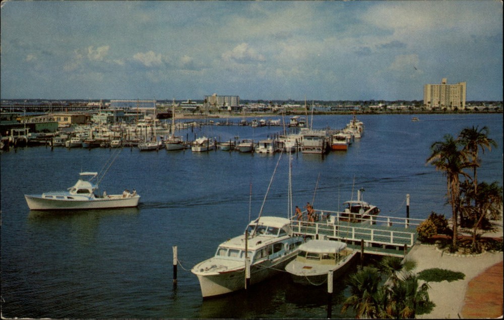 Marina Yacht Basin Clearwater Beach Florida aerial ~ Intercoastal Waterway 1960s