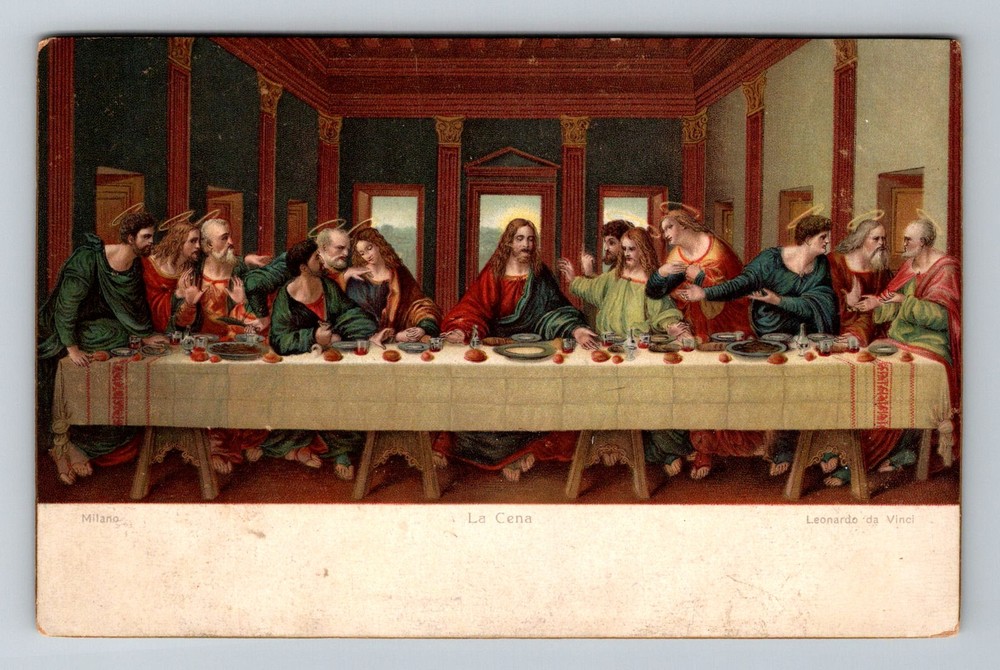 Italy- Milan Leonardo da Vinci's Painting The Last Supper Old Vintage Postcard