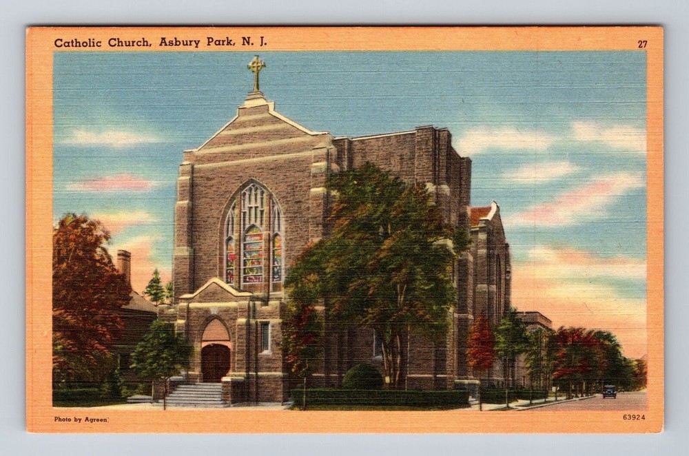Asbury Park NJ-New Jersey, Catholic Church, Religion, Antique, Vintage Postcard