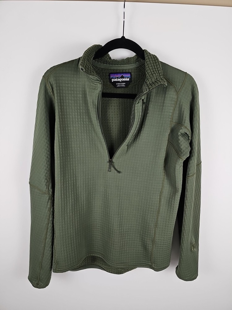 Patagonia Pullover Men's Small Green 1/2 Zip Waffle Fleece Polartec 40110