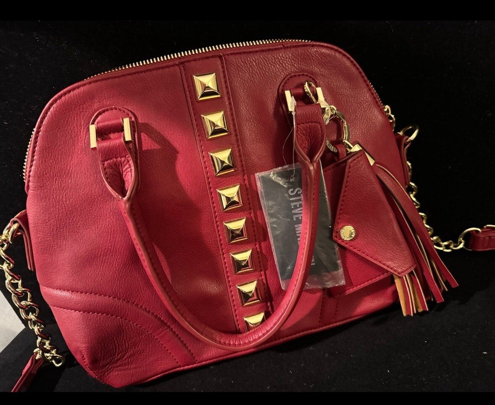 Steve Madden Black Studded Crossbody Purse with Gold Accents
