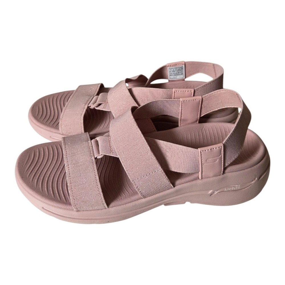 Skechers Womens Size 7 Go Walk ArchFit Pink Slingback Sandals